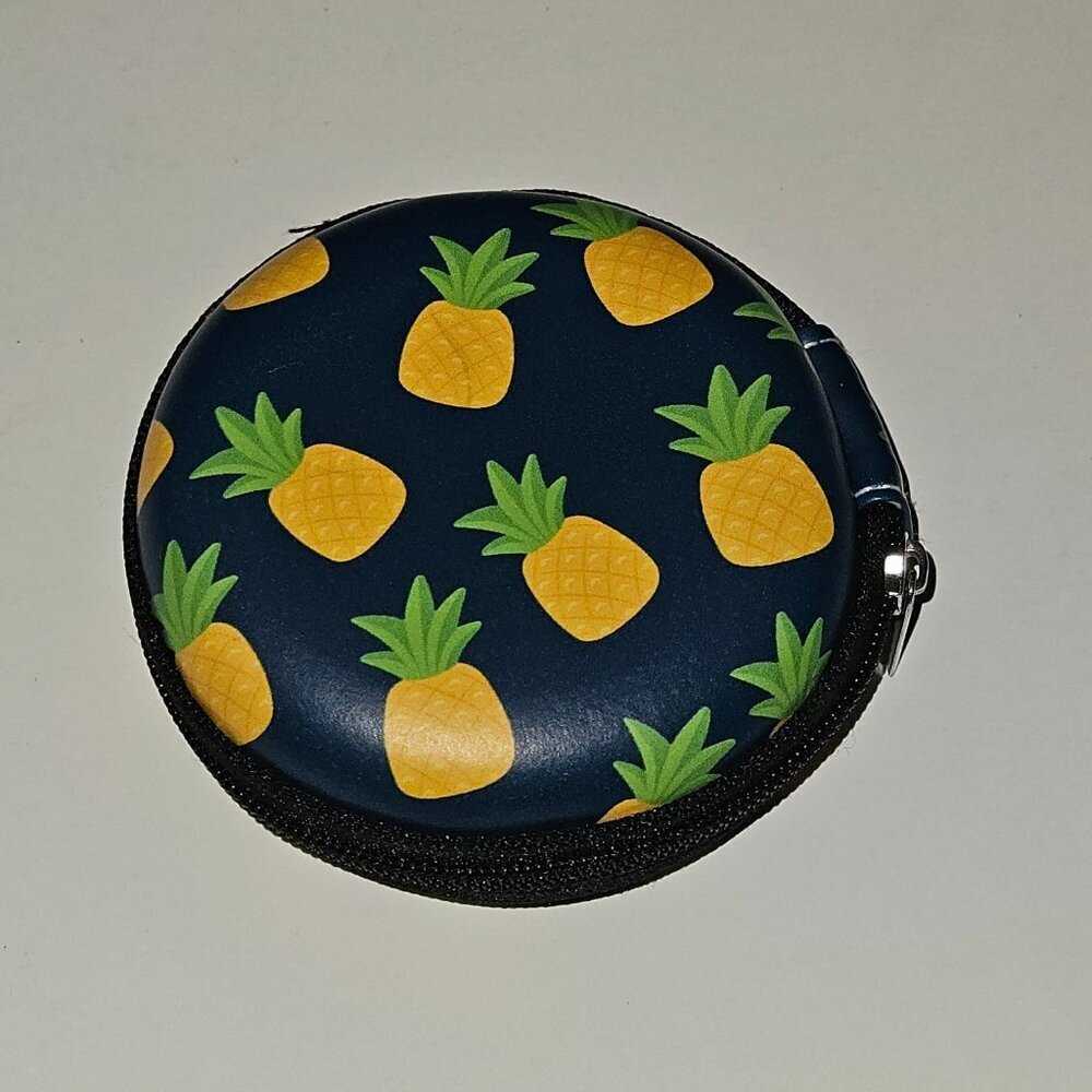 Pineapple Tech Case Round 3" Circle Navy Blue Yellow Green Storage